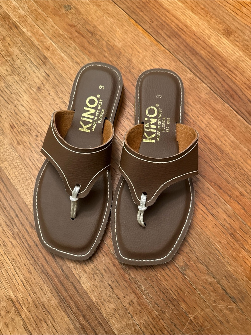Kino Brown Men's Leather Slide Sandals size 9
